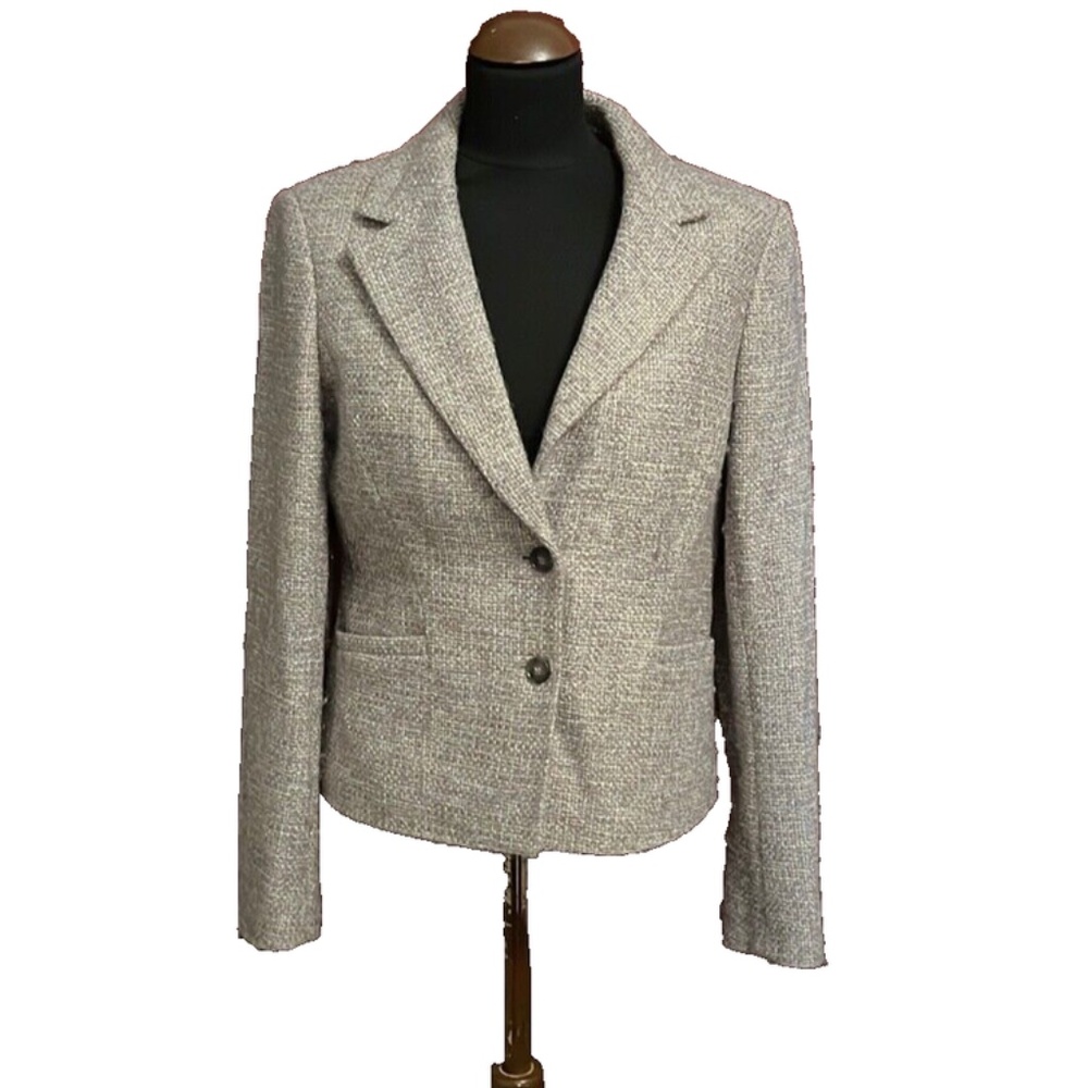 ANN TAYLOR Slubby Tweed Grey Blazer Jacket 8